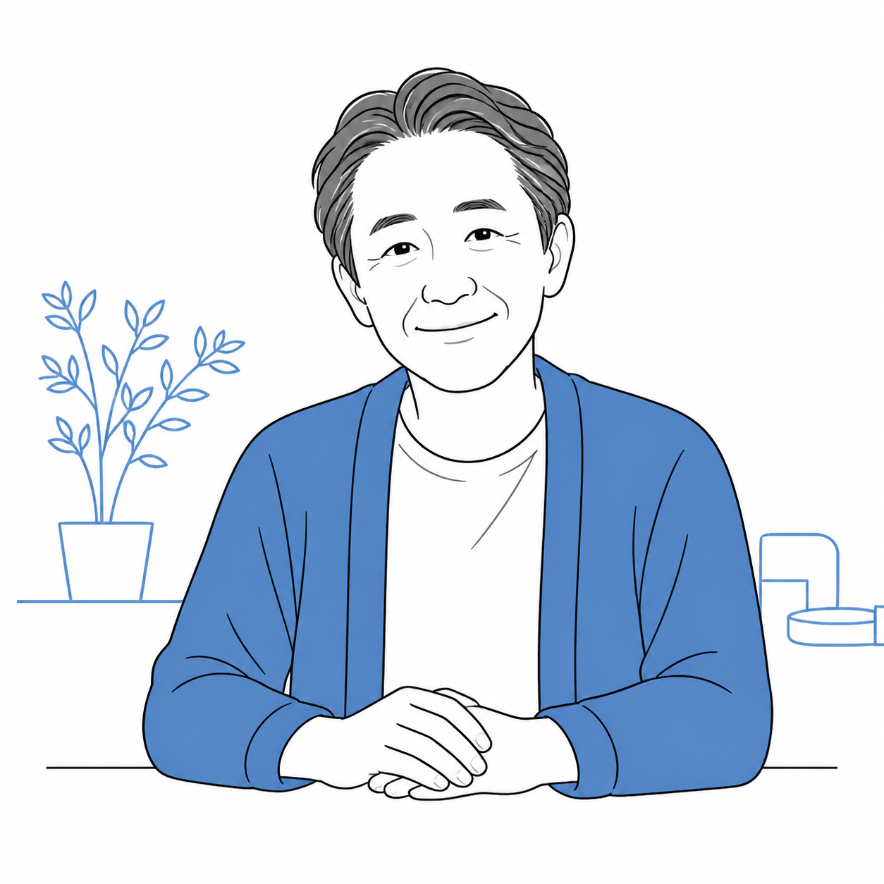 趣味の集まりで名刺を見せる様子