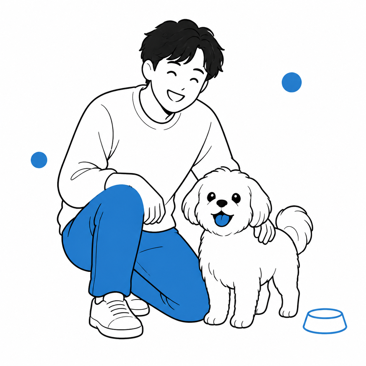 ペットと一緒に写るイラスト